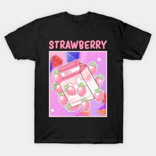 Japanese Strawberry Milk Kawaii Strawberries Milkshake T-Shirt